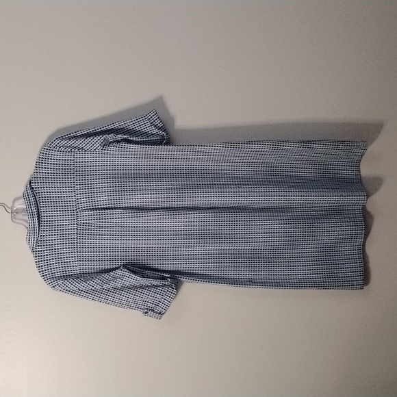 J. McLaughlin Luxury Blue and White Midi Shirt Dress Preppy Minimalist - Picture 10 of 16